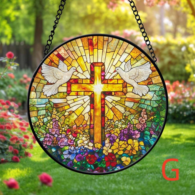 🔥Last Day 50% Off--Cross And Wild Flower Suncatcher Ornament