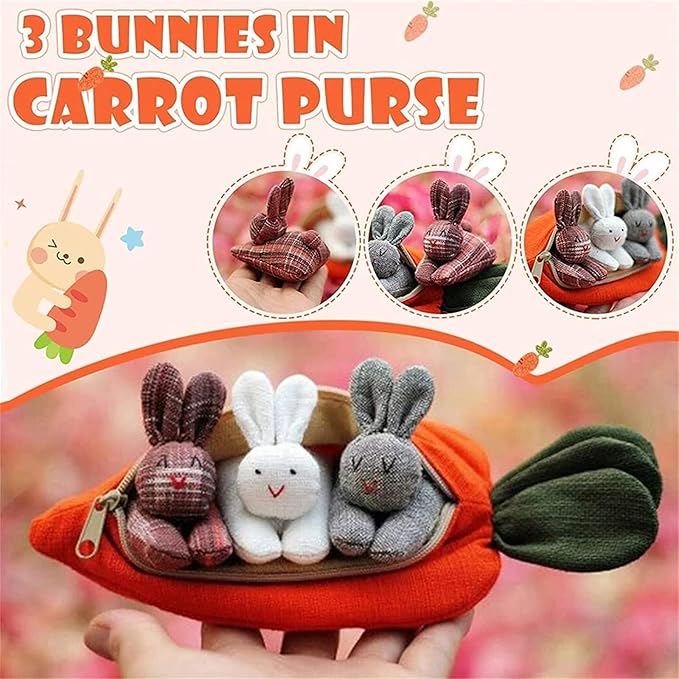 Hide-and-Seek Bunnies in Carrot Pouch