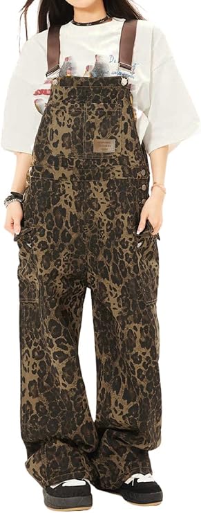 Women's Leopard Denim Jumpsuit