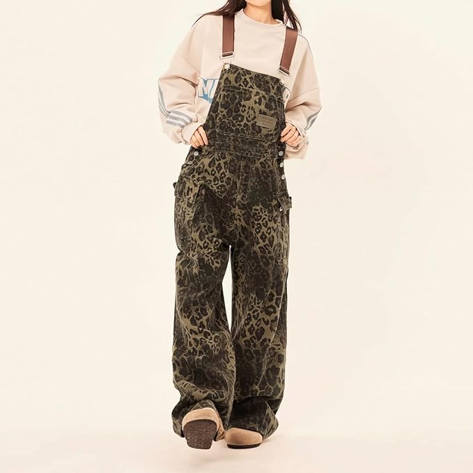 Women's Leopard Denim Jumpsuit