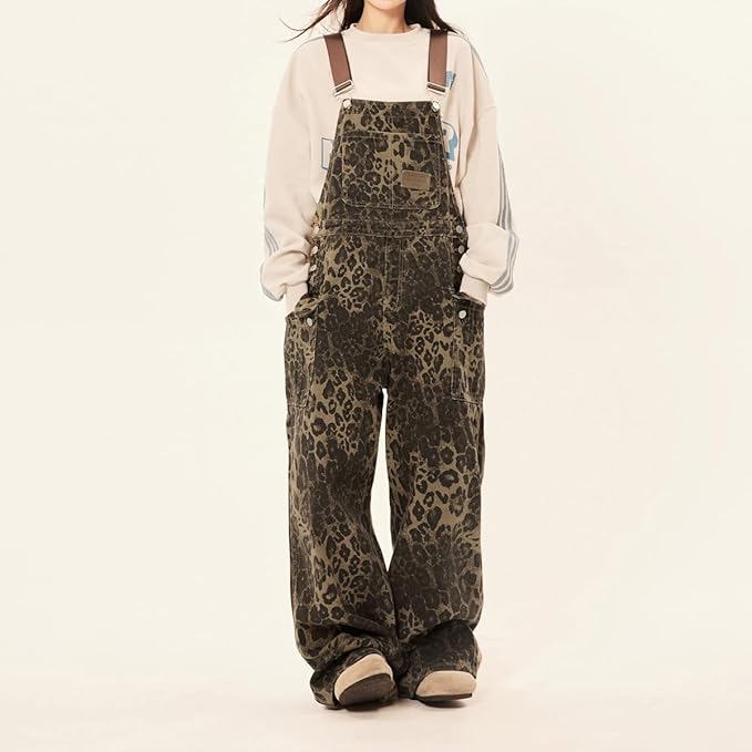 Women's Leopard Denim Jumpsuit