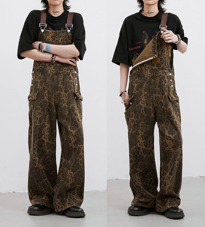 Women's Leopard Denim Jumpsuit