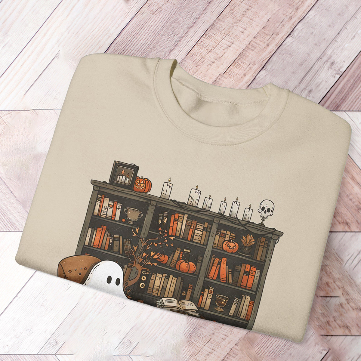 Retro Ghost Reading Books Sweatshirt 