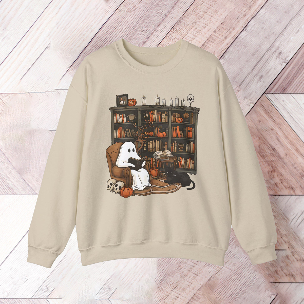 Retro Ghost Reading Books Sweatshirt 