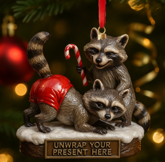 Christmas Raccoon Ornament