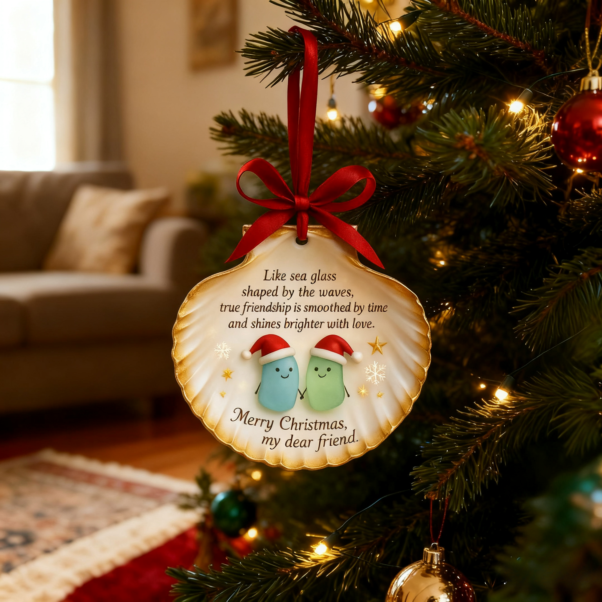 🌊💖Sea Glass Shell Friendship Ornament