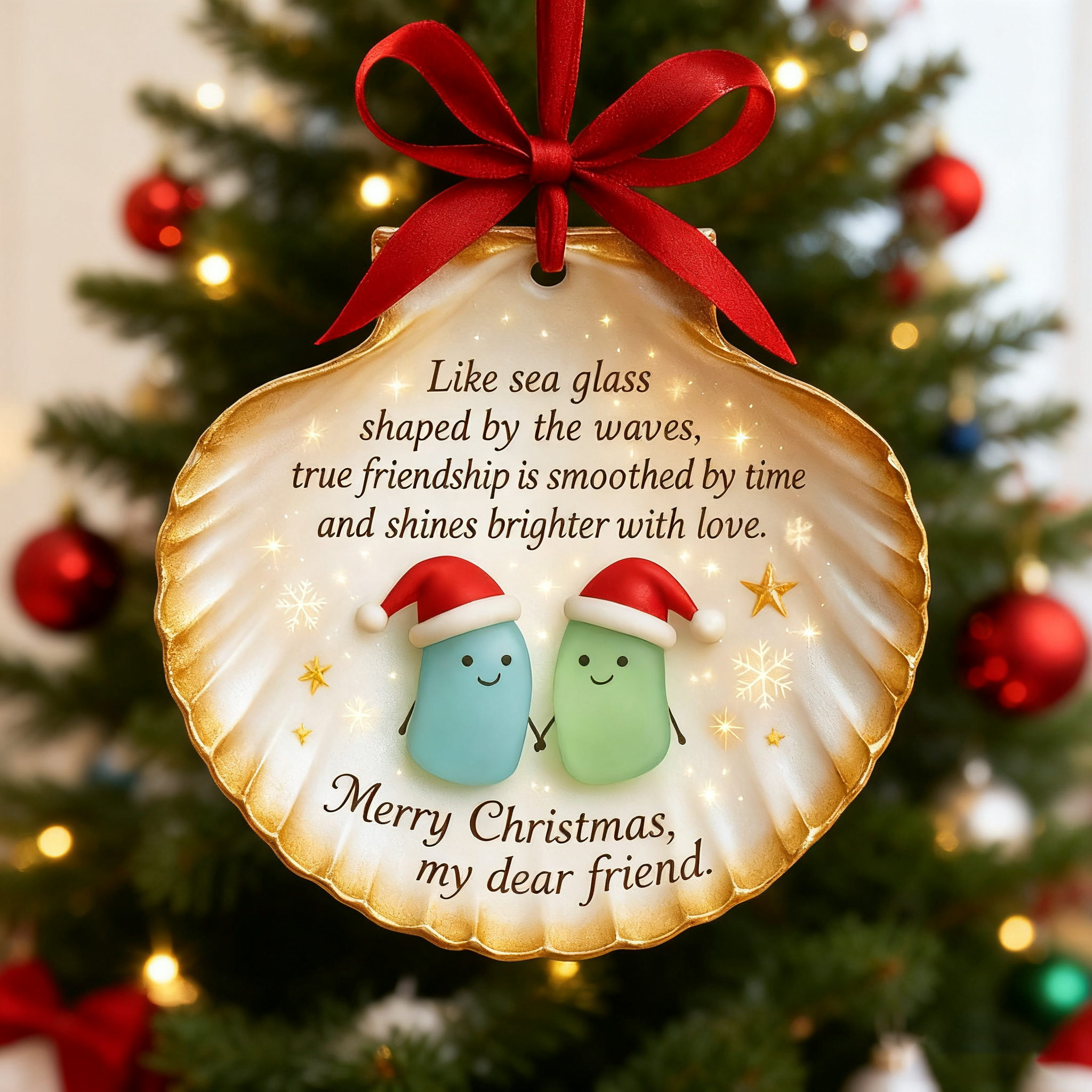 🌊💖Sea Glass Shell Friendship Ornament