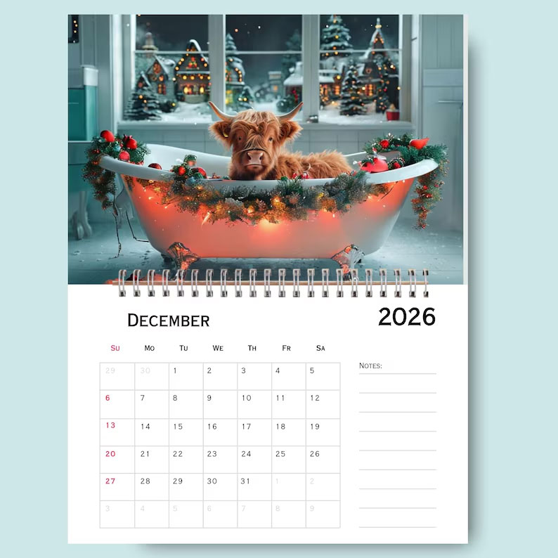 2026 Highland Cow Calendar