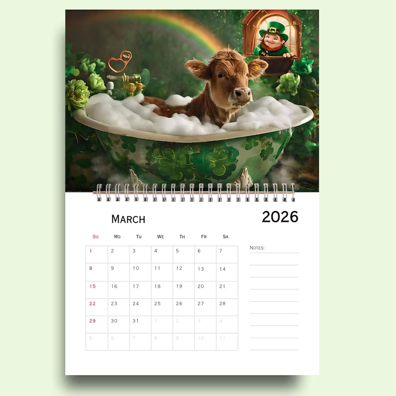 2026 Highland Cow Calendar