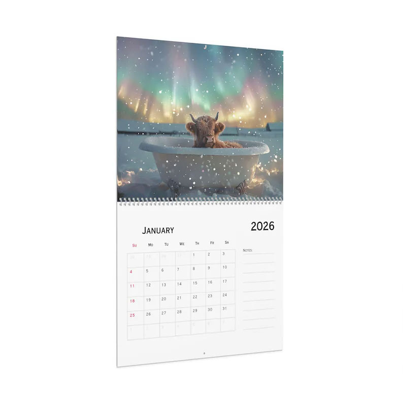 2026 Highland Cow Calendar