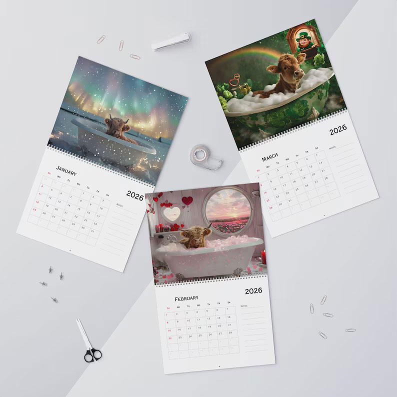 2026 Highland Cow Calendar
