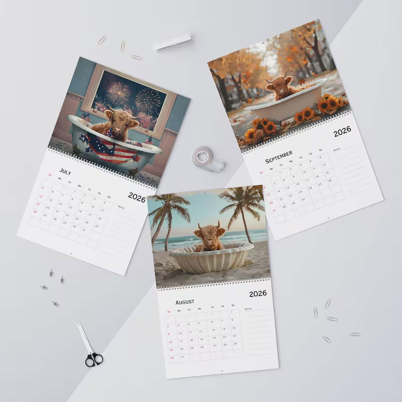 2026 Highland Cow Calendar