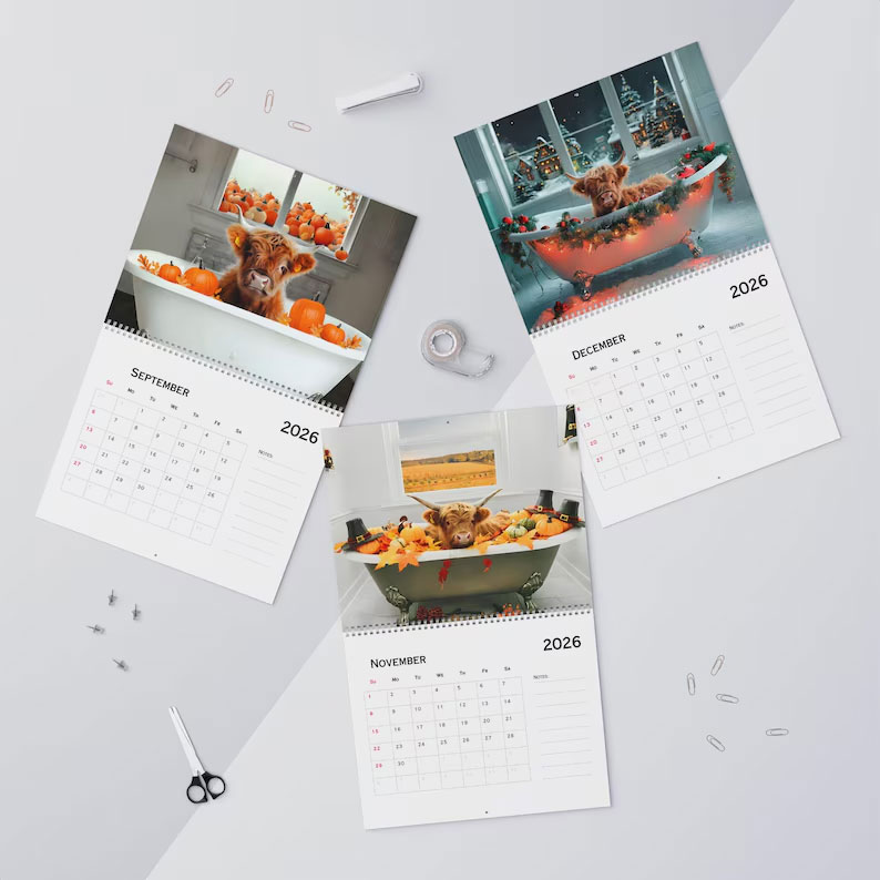2026 Highland Cow Calendar