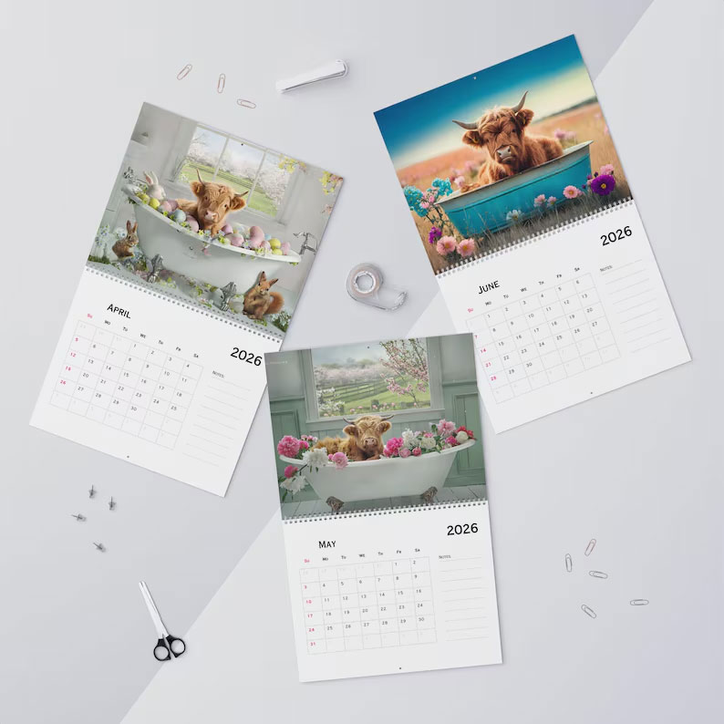 2026 Highland Cow Calendar