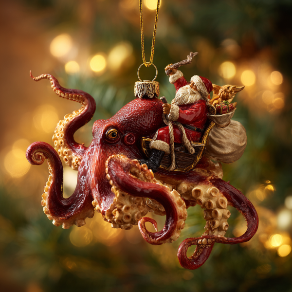 Christmas Octopus Ornament