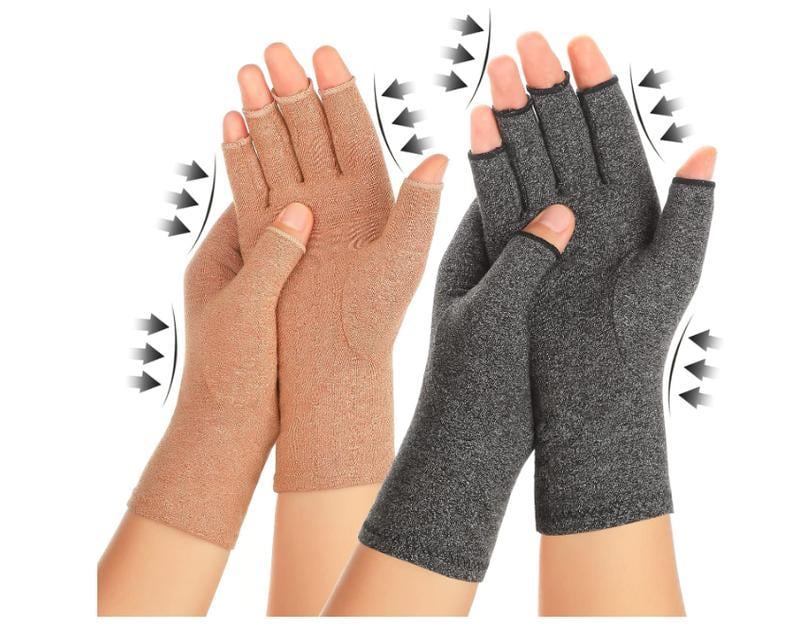 2 Pairs Arthritis Compression Gloves for Women Men, Carpal Tunnel Pain Relief, Fingerless for Typing Both Hands ( Small Pack )