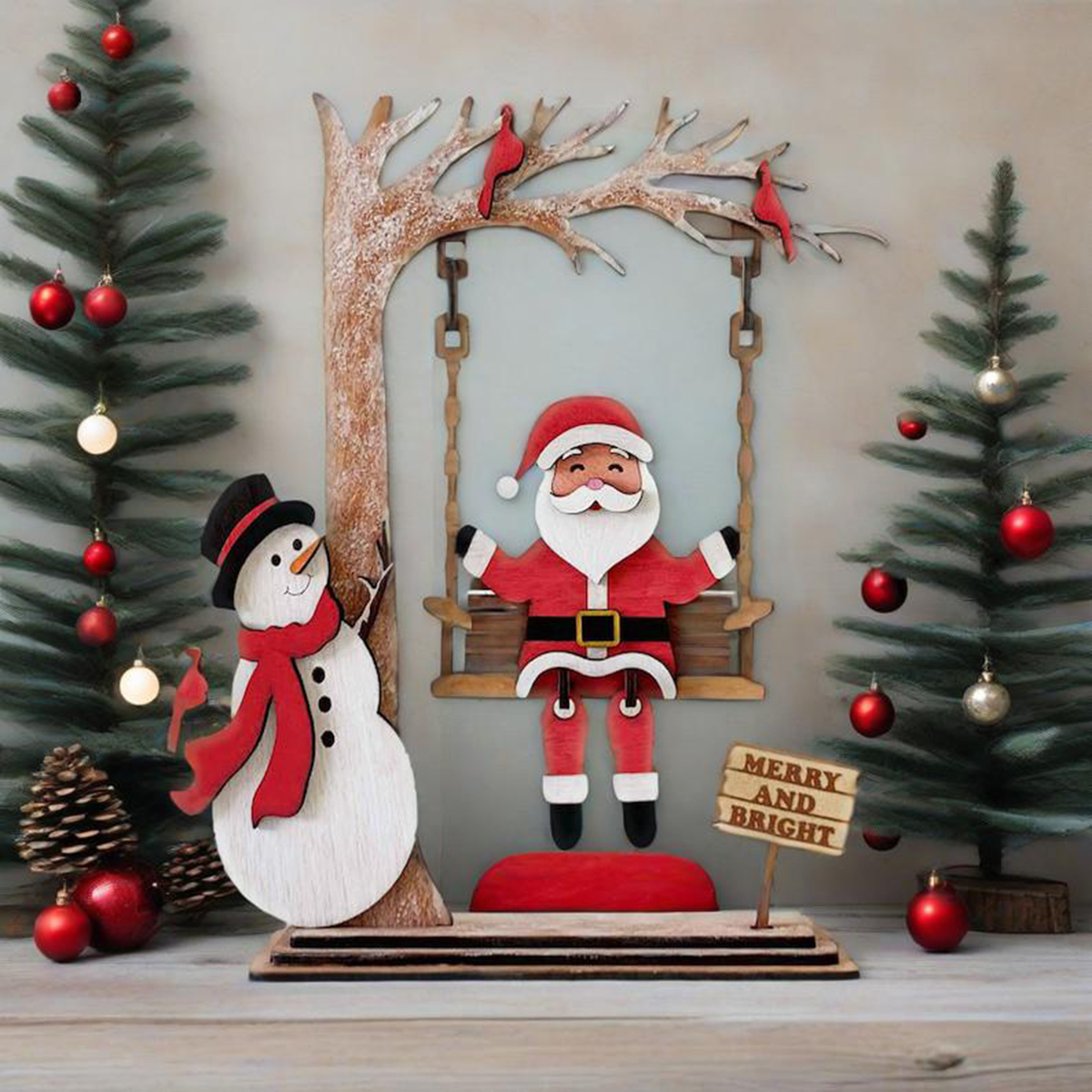 🎄🎅Charming Wooden Christmas Swinger Decor - Holiday Fun