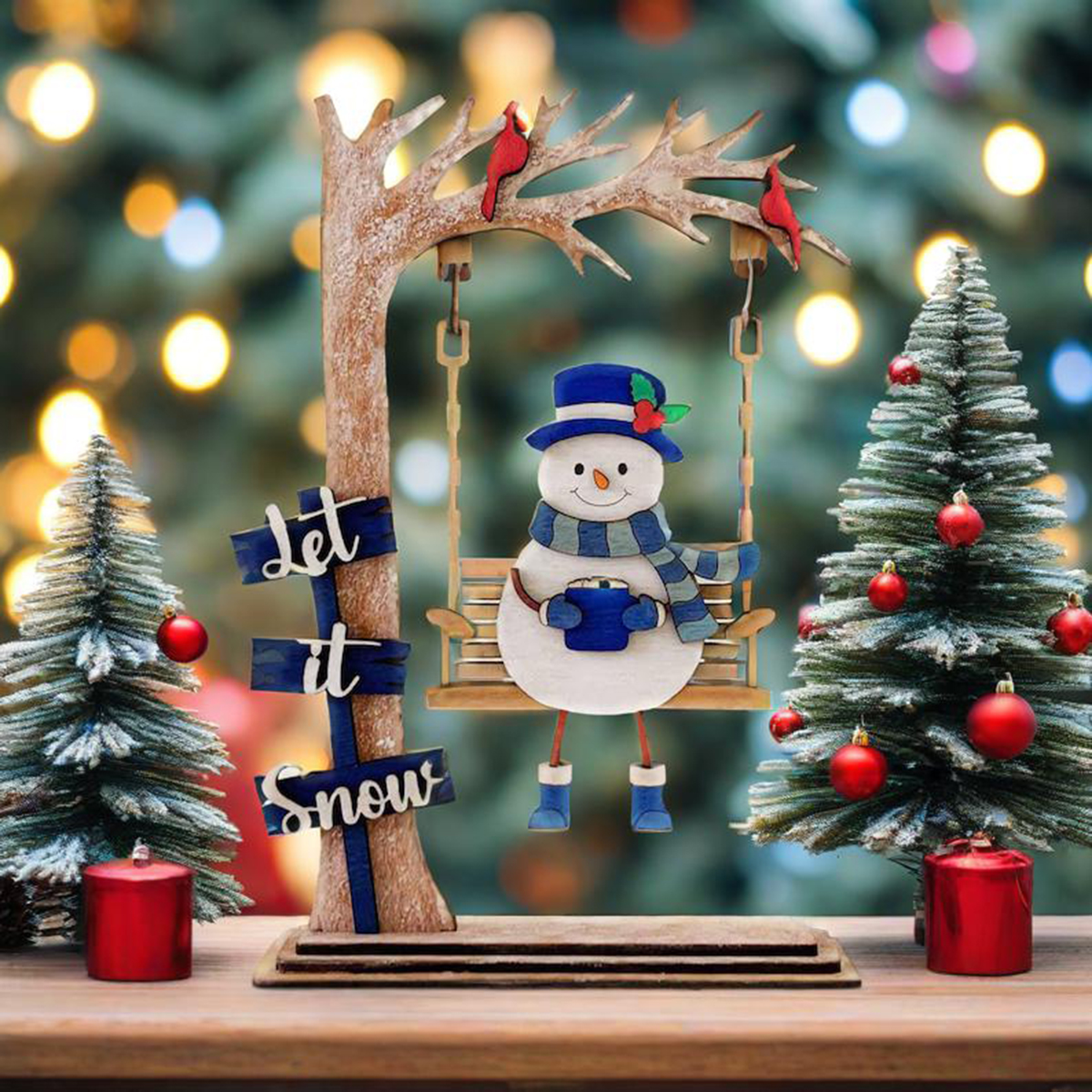 🎄🎅Charming Wooden Christmas Swinger Decor - Holiday Fun
