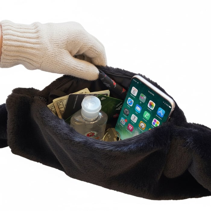 Secret Stash Fuzzy Neck Wrap with Concealed Pouch 😎