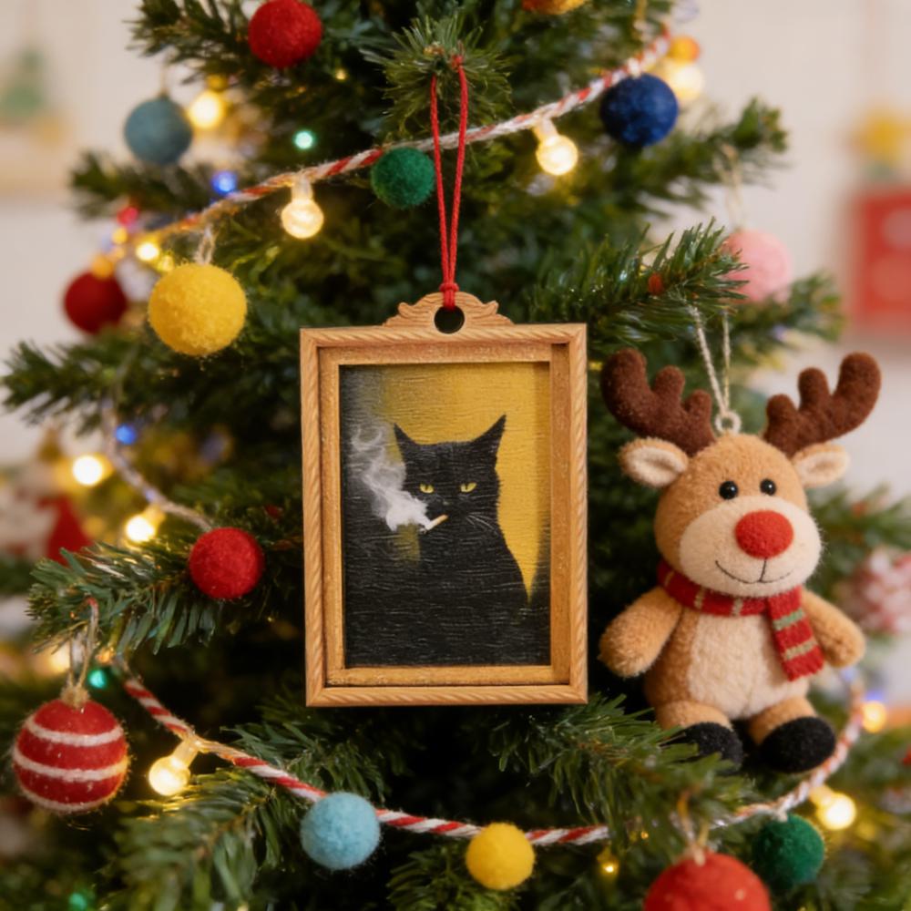 Funny Cat Framed Ornament