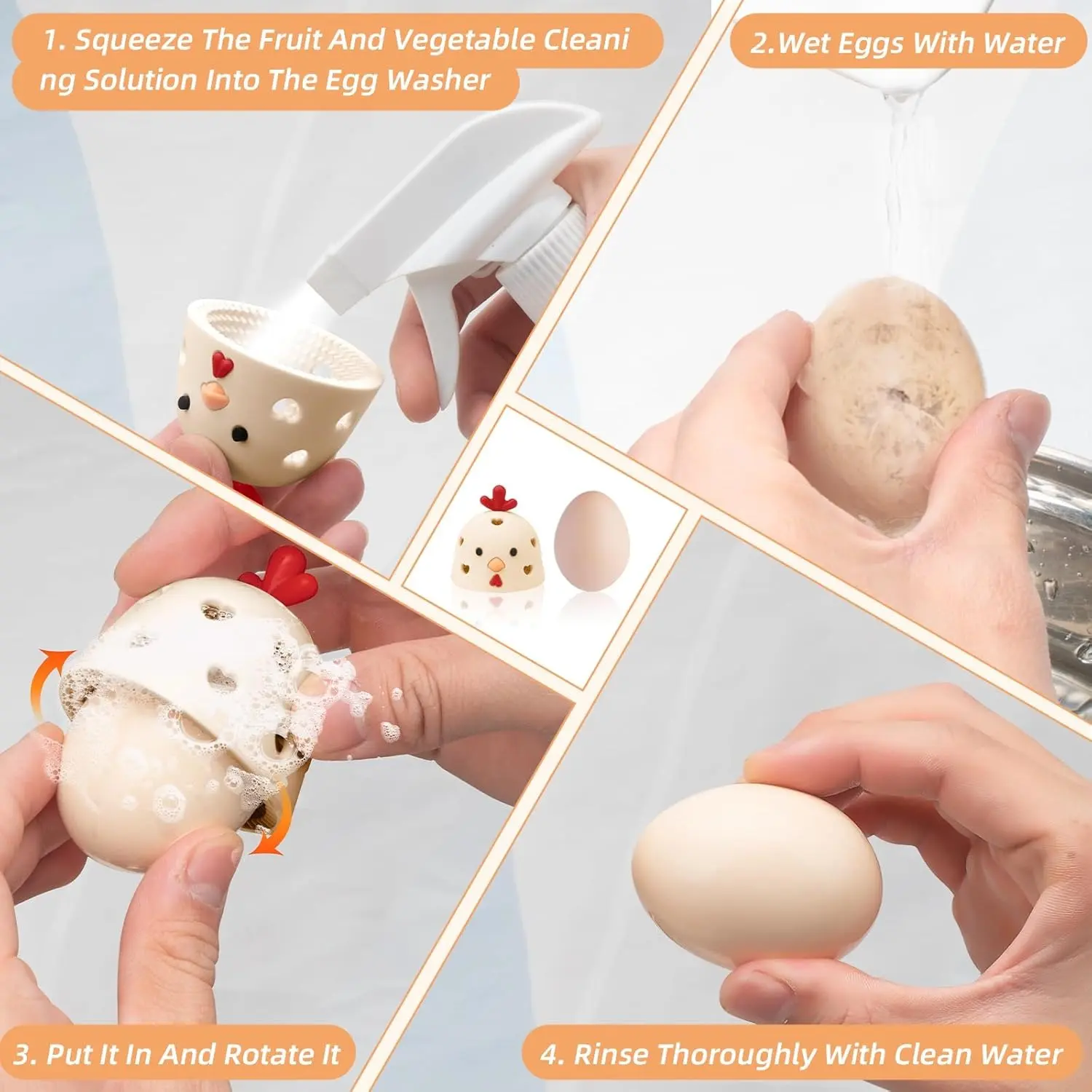🐔 Cute Chicken Egg Scrubber