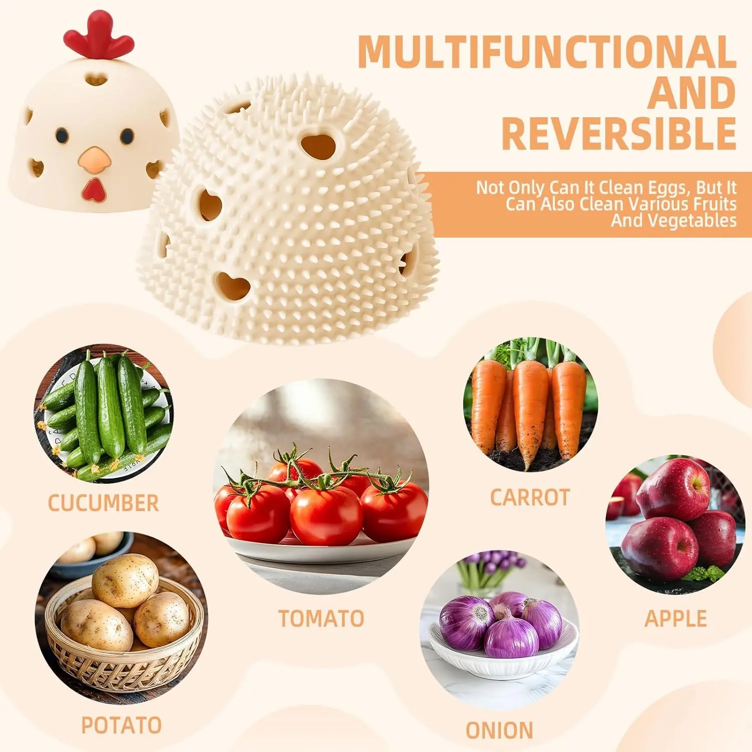 🐔 Cute Chicken Egg Scrubber