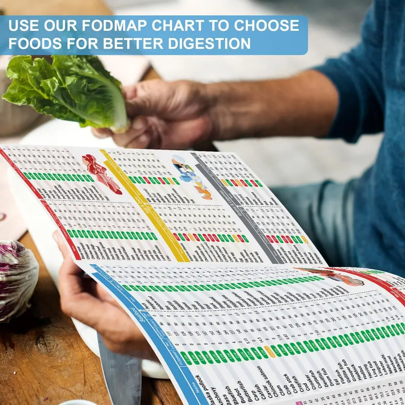 🥗Set of 2 Fodmap Chart📘IBS Symptom Relief Food List