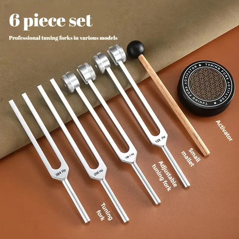 Resonance Sound Healing Tuning Fork Set – 128Hz, 136.1Hz, 256Hz, 384Hz with Activator – Sound Therapy for Stress Relief, Deep Relaxation & Chakra Balancing $ 39.99