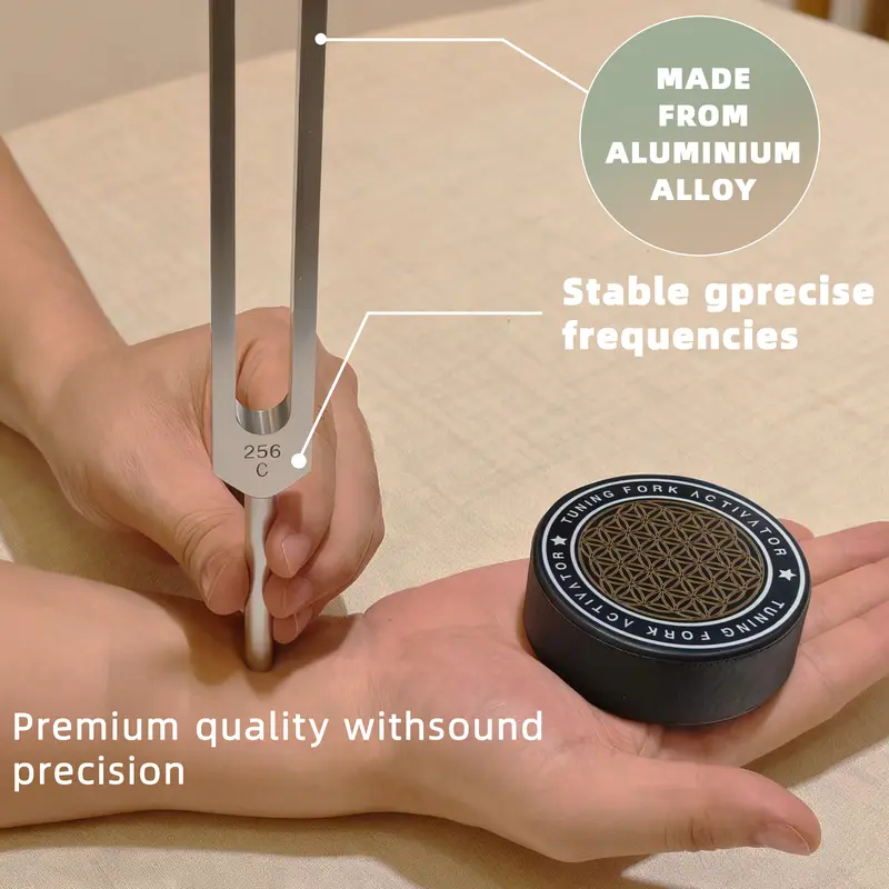 Resonance Sound Healing Tuning Fork Set – 128Hz, 136.1Hz, 256Hz, 384Hz with Activator – Sound Therapy for Stress Relief, Deep Relaxation & Chakra Balancing $ 39.99