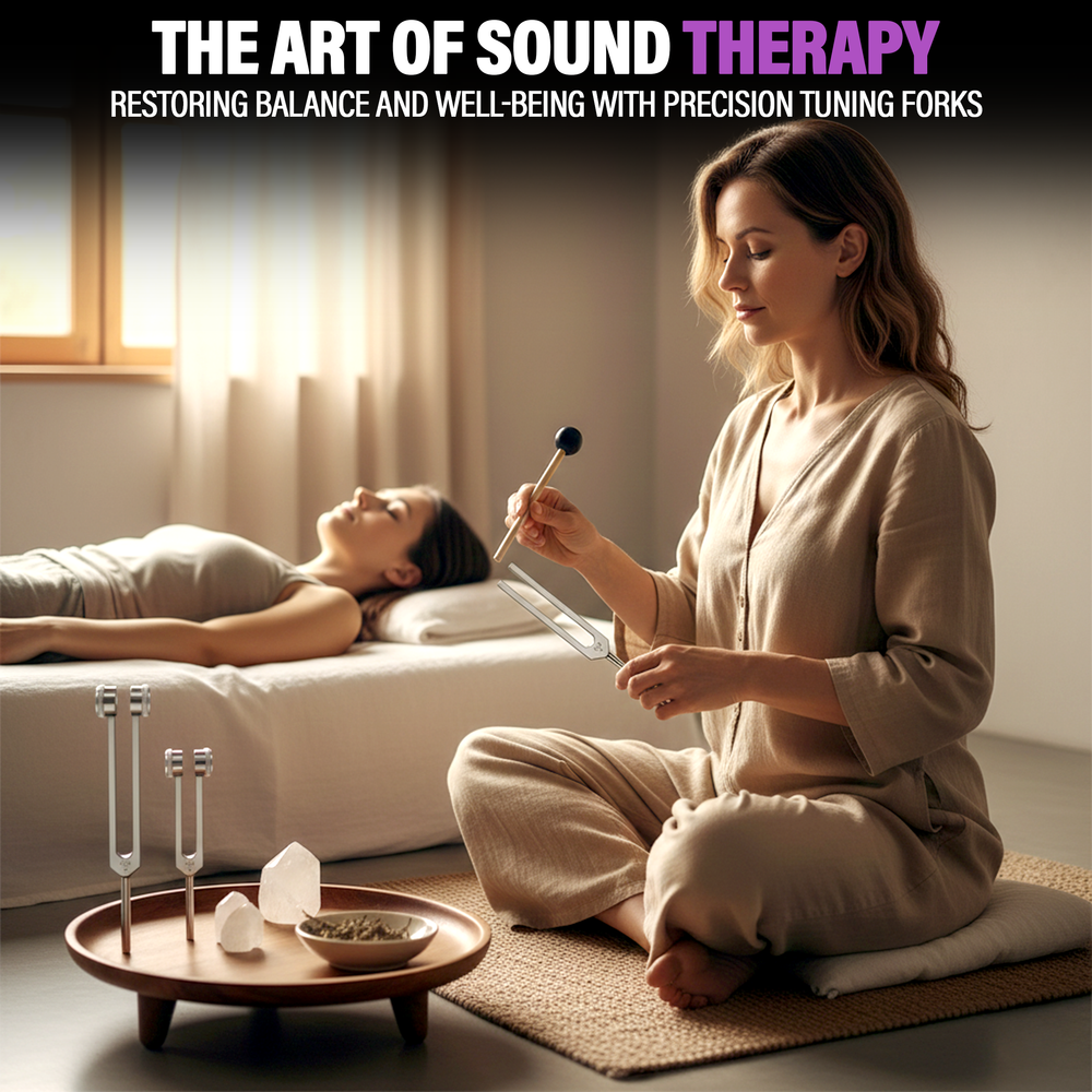 Resonance Sound Healing Tuning Fork Set – 128Hz, 136.1Hz, 256Hz, 384Hz with Activator – Sound Therapy for Stress Relief, Deep Relaxation & Chakra Balancing $ 39.99