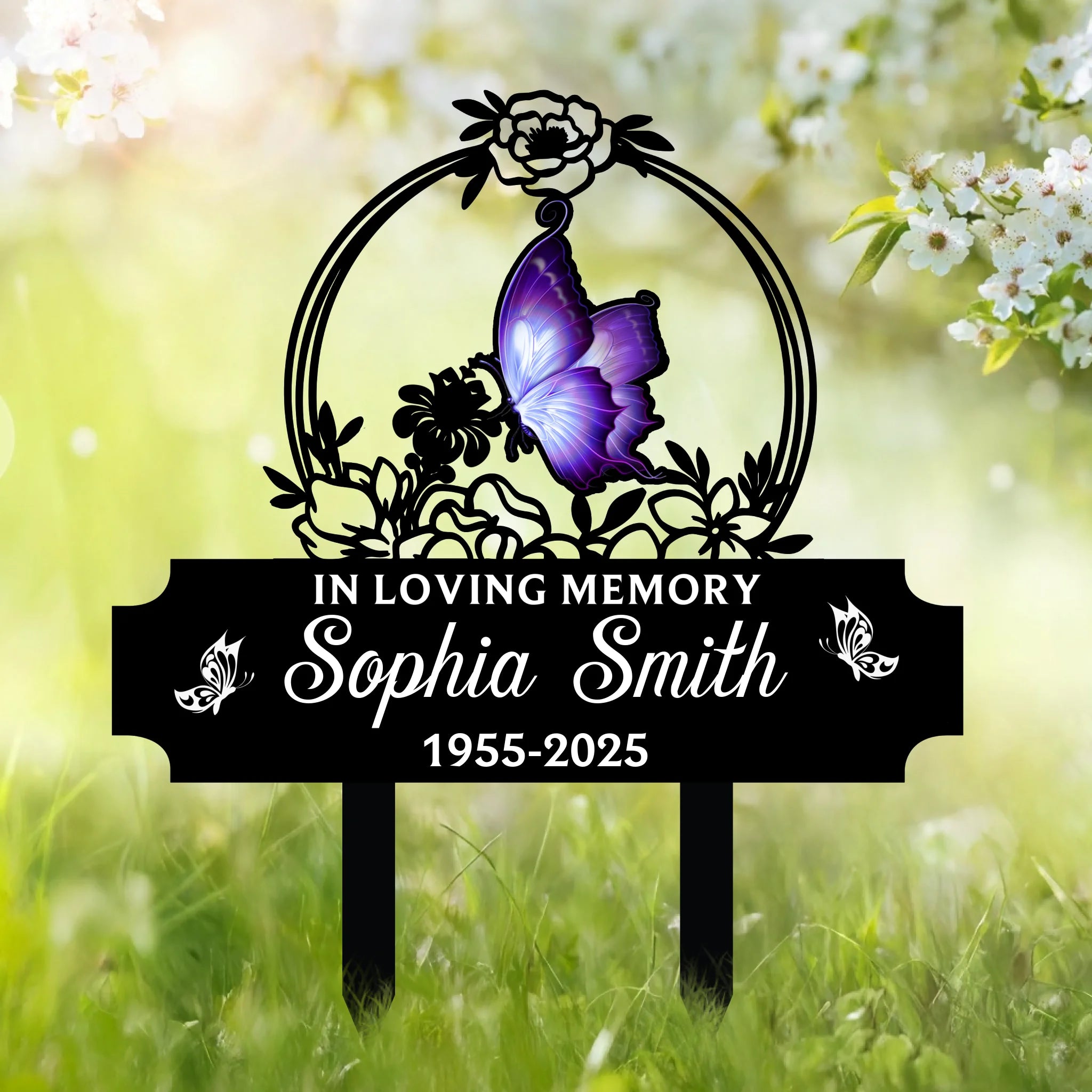 🐦 Personalized Memorial Garden Stake - Butterfly & Cardinal Remembrance Decor