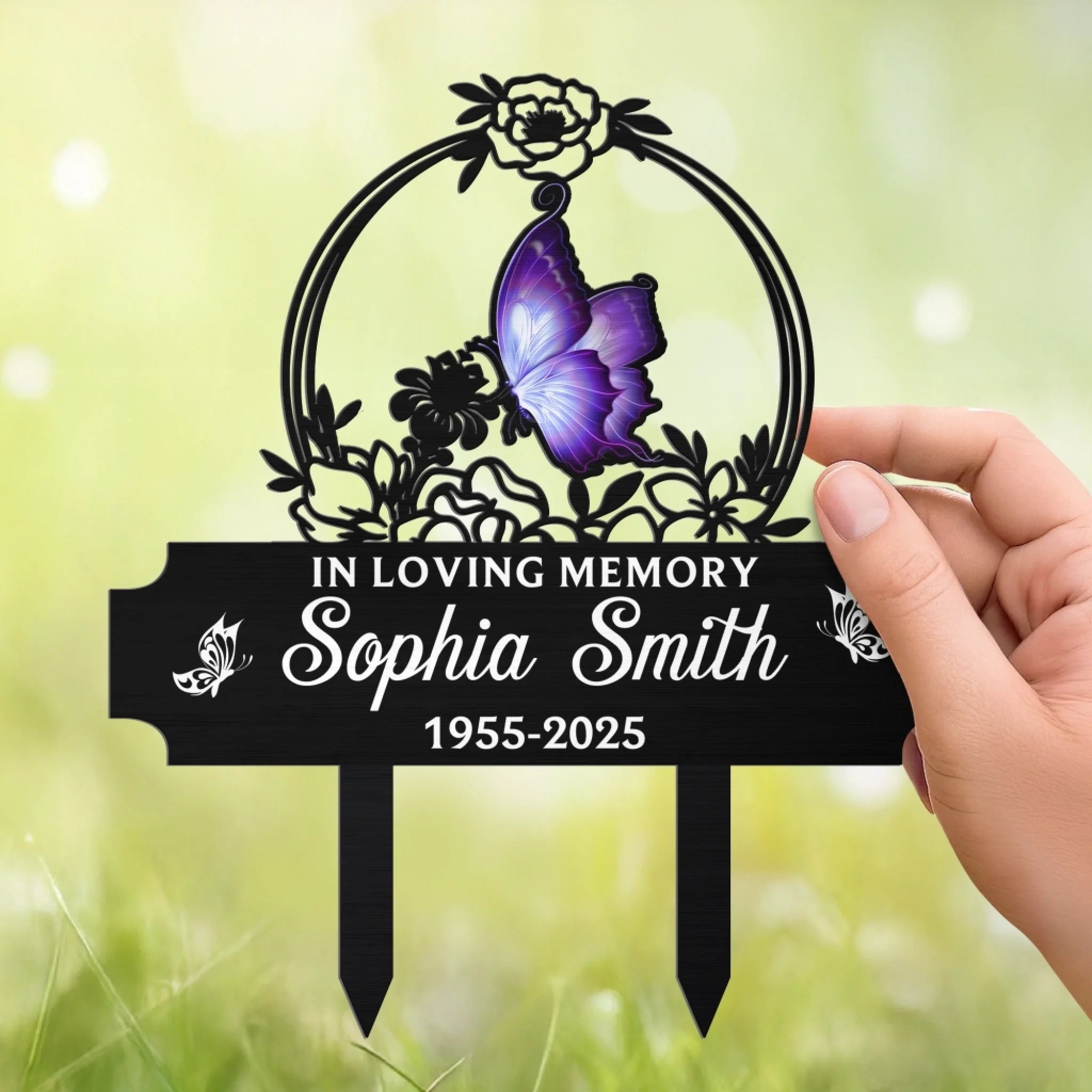 🐦 Personalized Memorial Garden Stake - Butterfly & Cardinal Remembrance Decor