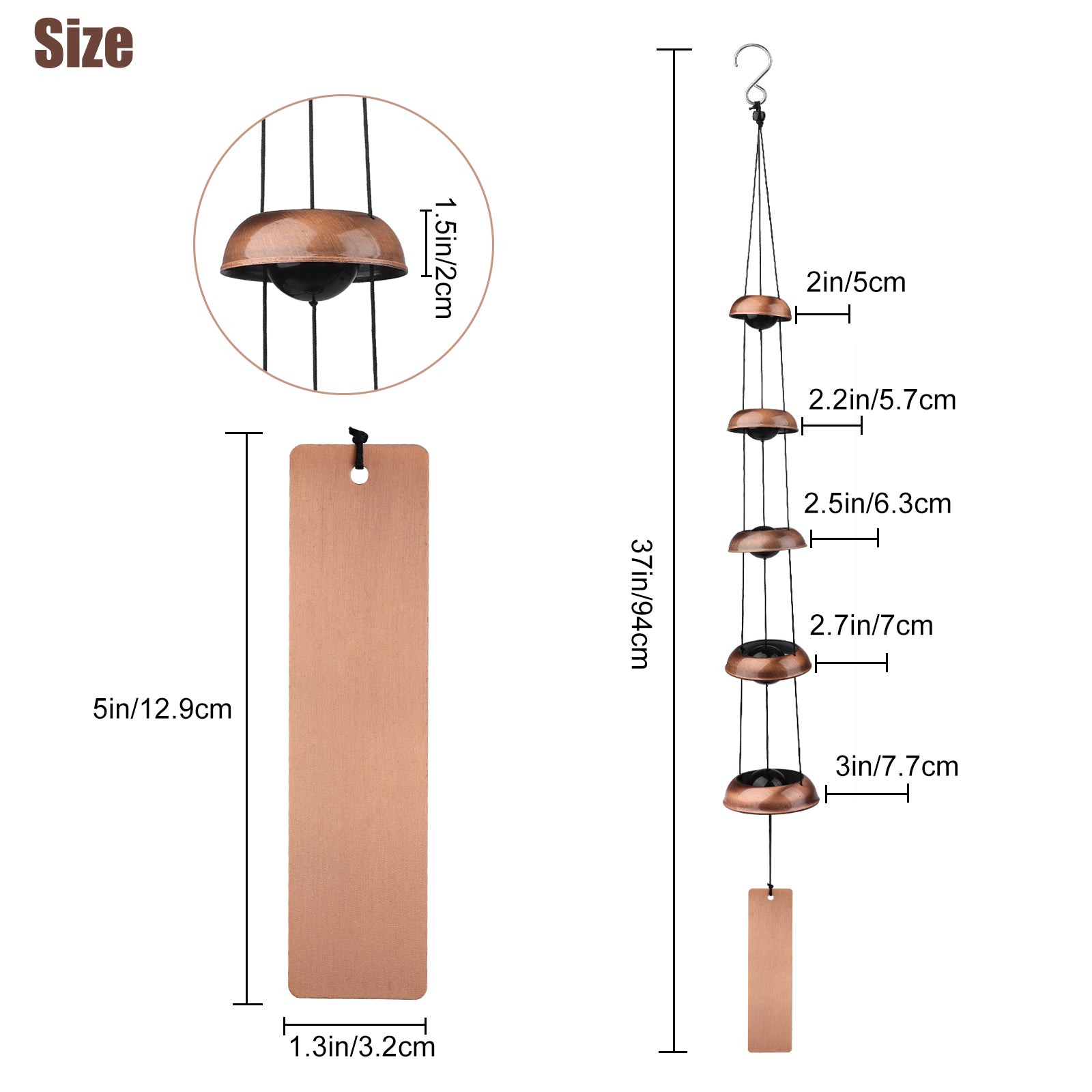 🎐5-Tier Pagoda Wind Chime | Vintage Bronze Soothing Melody for Patio & Garden