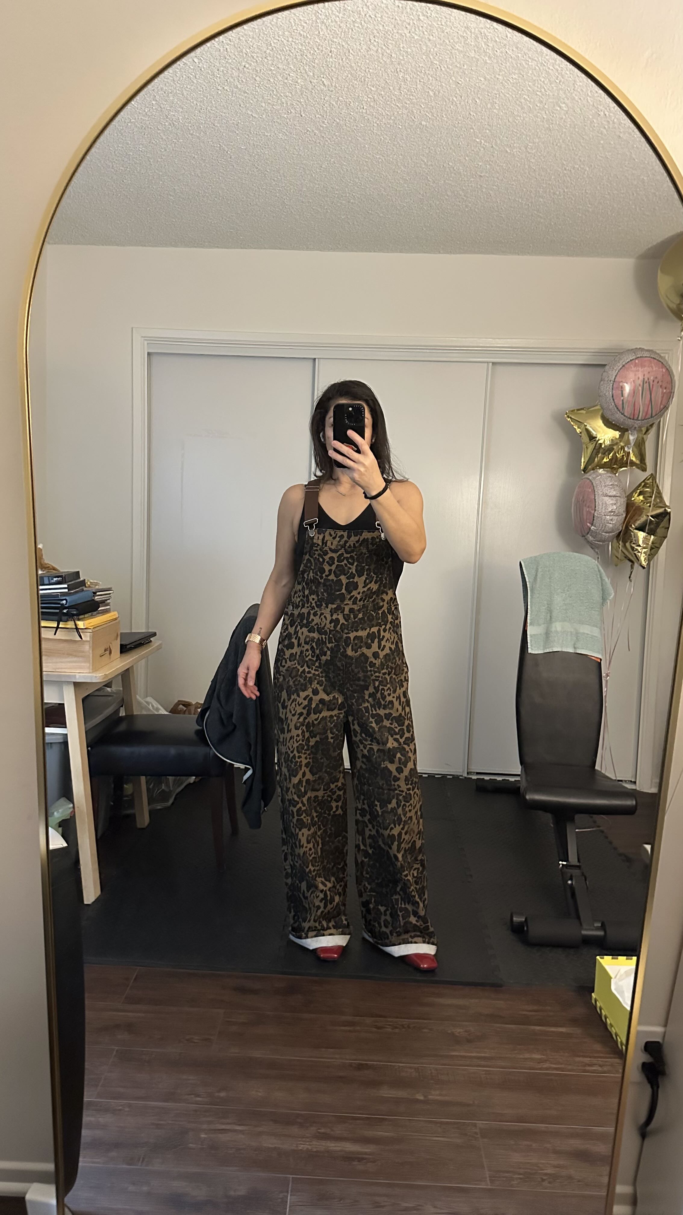 Leopard Pocket Buckle Up Wide Leg Oversized Jumpsuit (Buy 2 Free Shipping)
