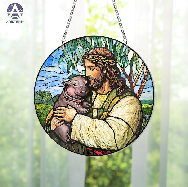 Jesus Moo Deng Suncatcher