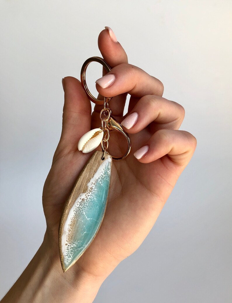 🌊Small surfer Engraved gift board shape with wave Hawaiian eco accessories