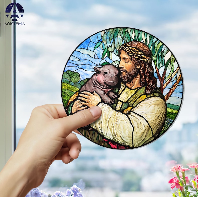 Jesus Moo Deng Suncatcher