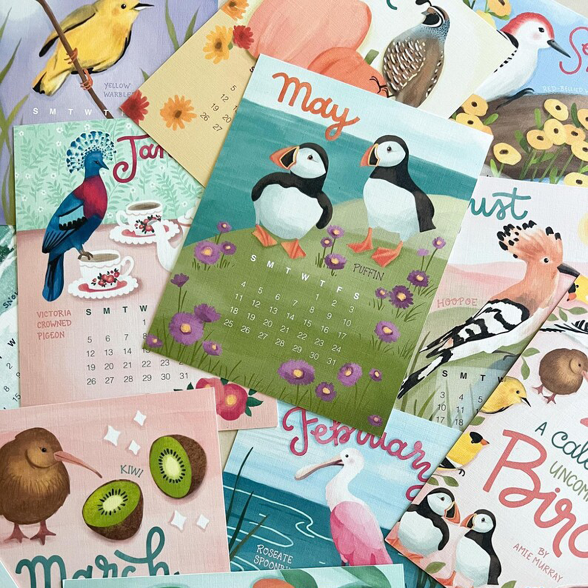 🐦2025 Hand Drawn Bird-ThemedDesk Calendar