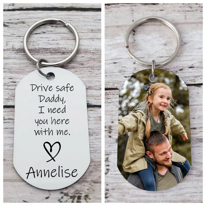 🔥Father's Day Hat Sale---Personalized Picture Drive Safe Keychain for Daddy