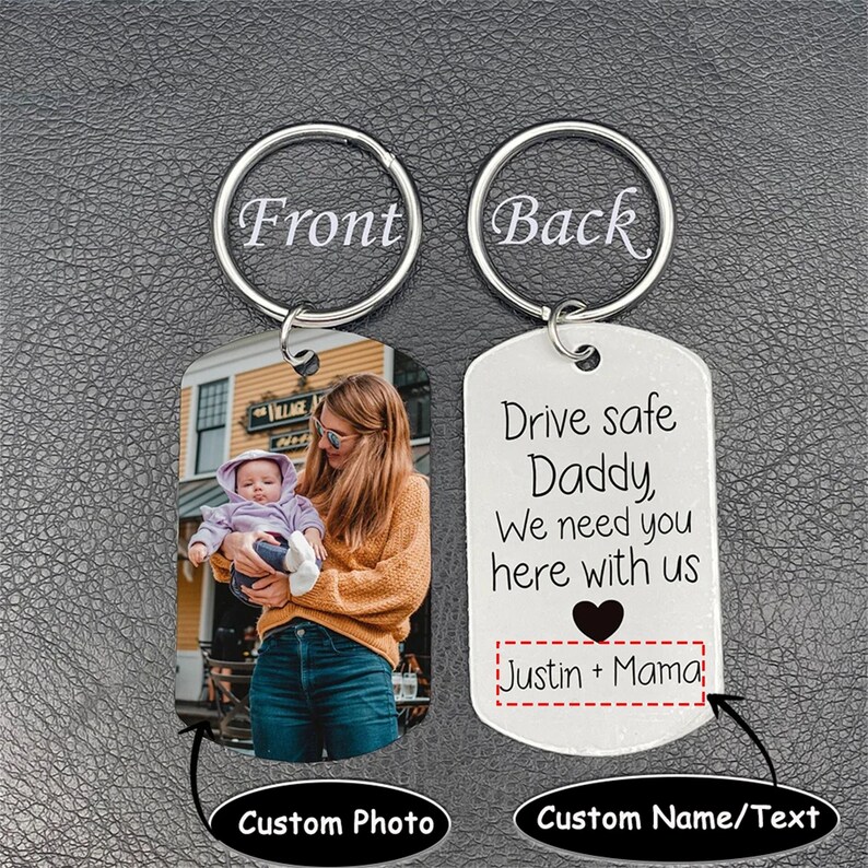 🔥Father's Day Hat Sale---Personalized Picture Drive Safe Keychain for Daddy