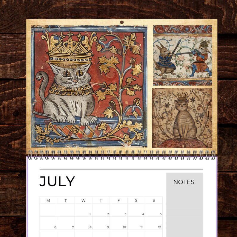 Medieval Cats with Crowns Calendar 2026