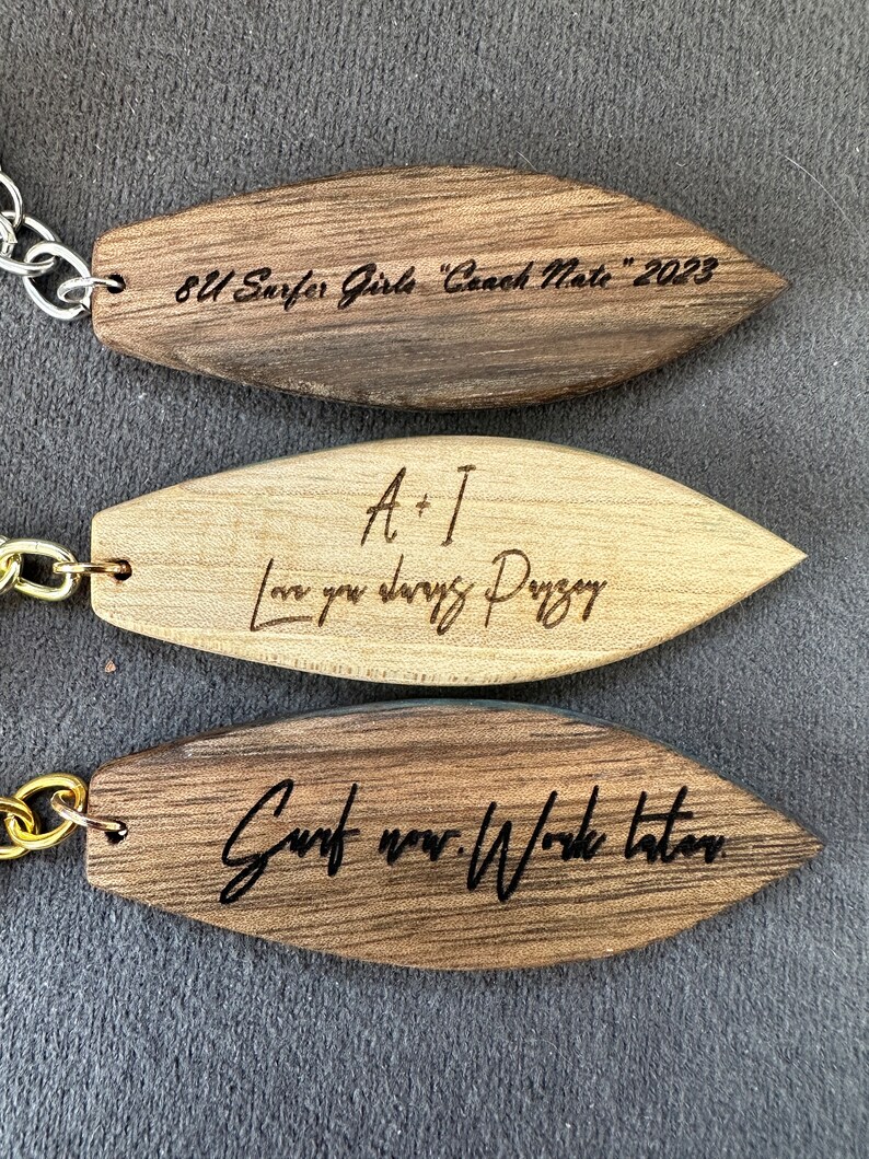 🌊Small surfer Engraved gift board shape with wave Hawaiian eco accessories