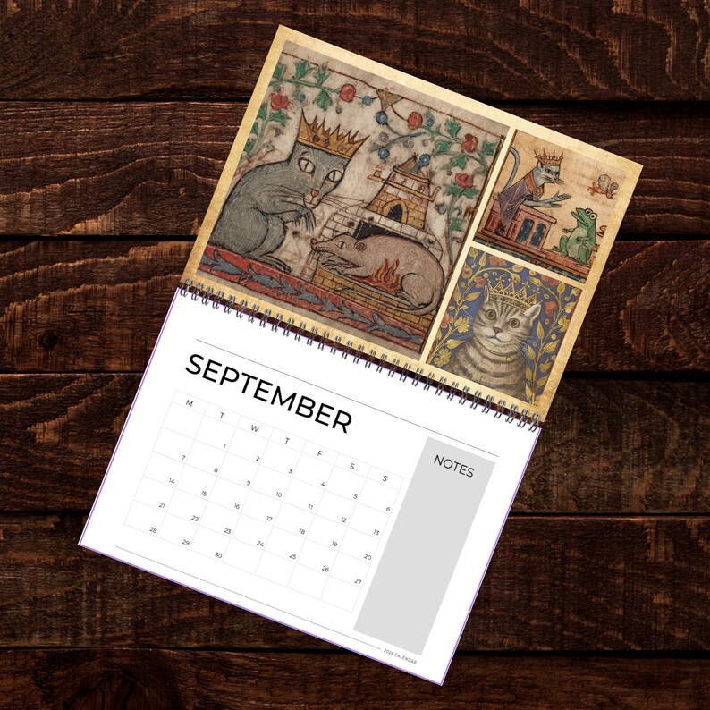 Medieval Cats with Crowns Calendar 2026