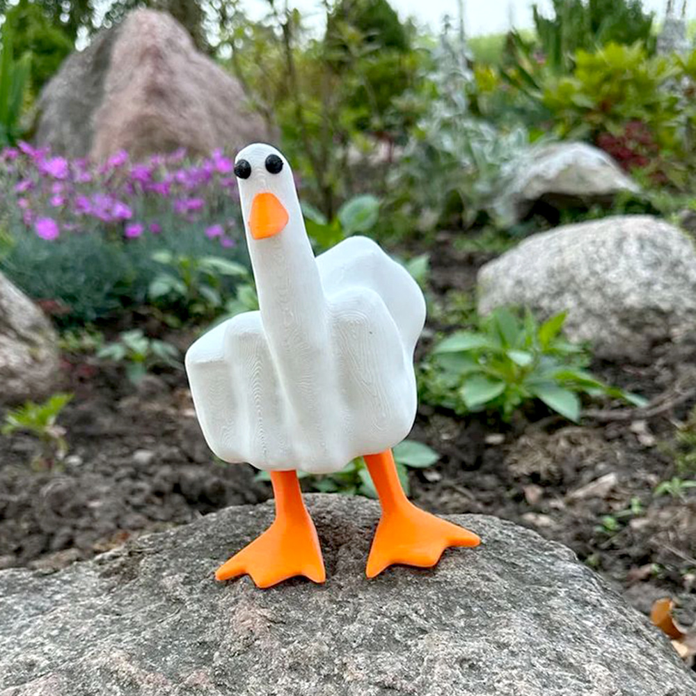 Middle finger duck statue