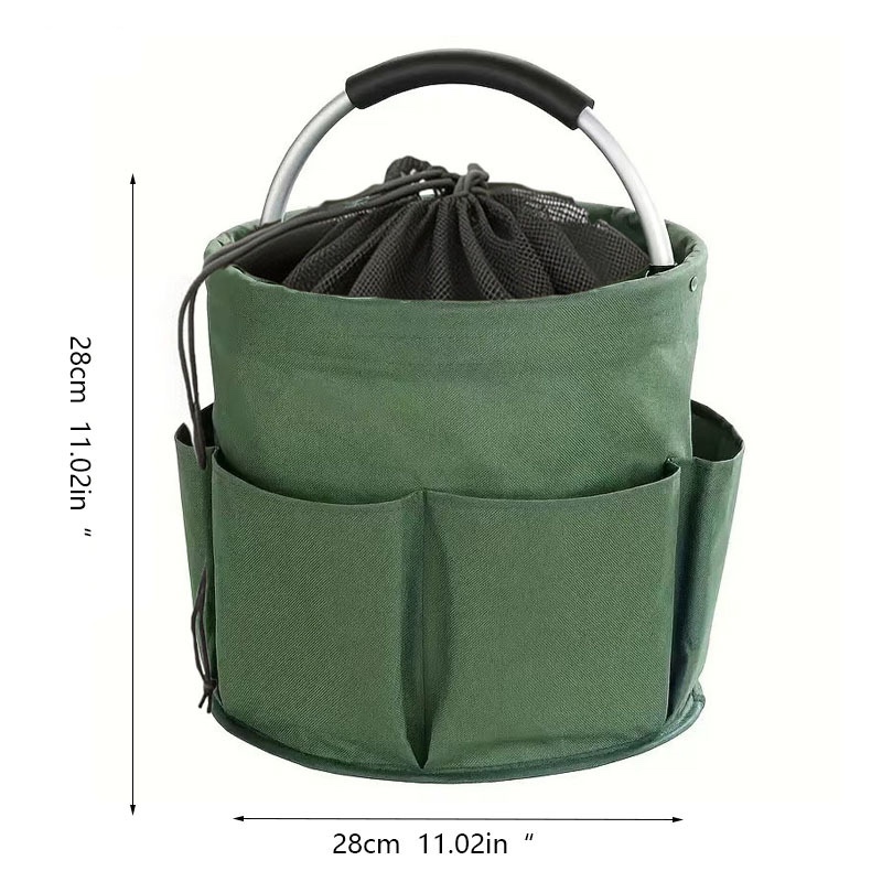 Foldable storage basket for gardening and camping