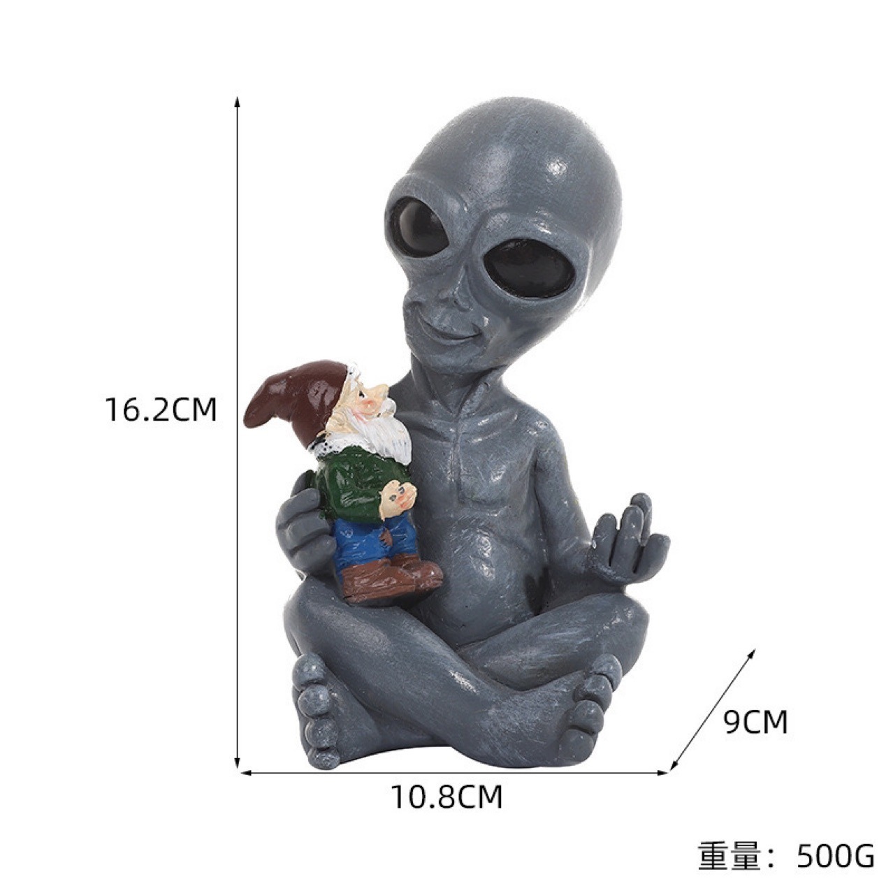 Alien Holding Dwarf Garden Statue