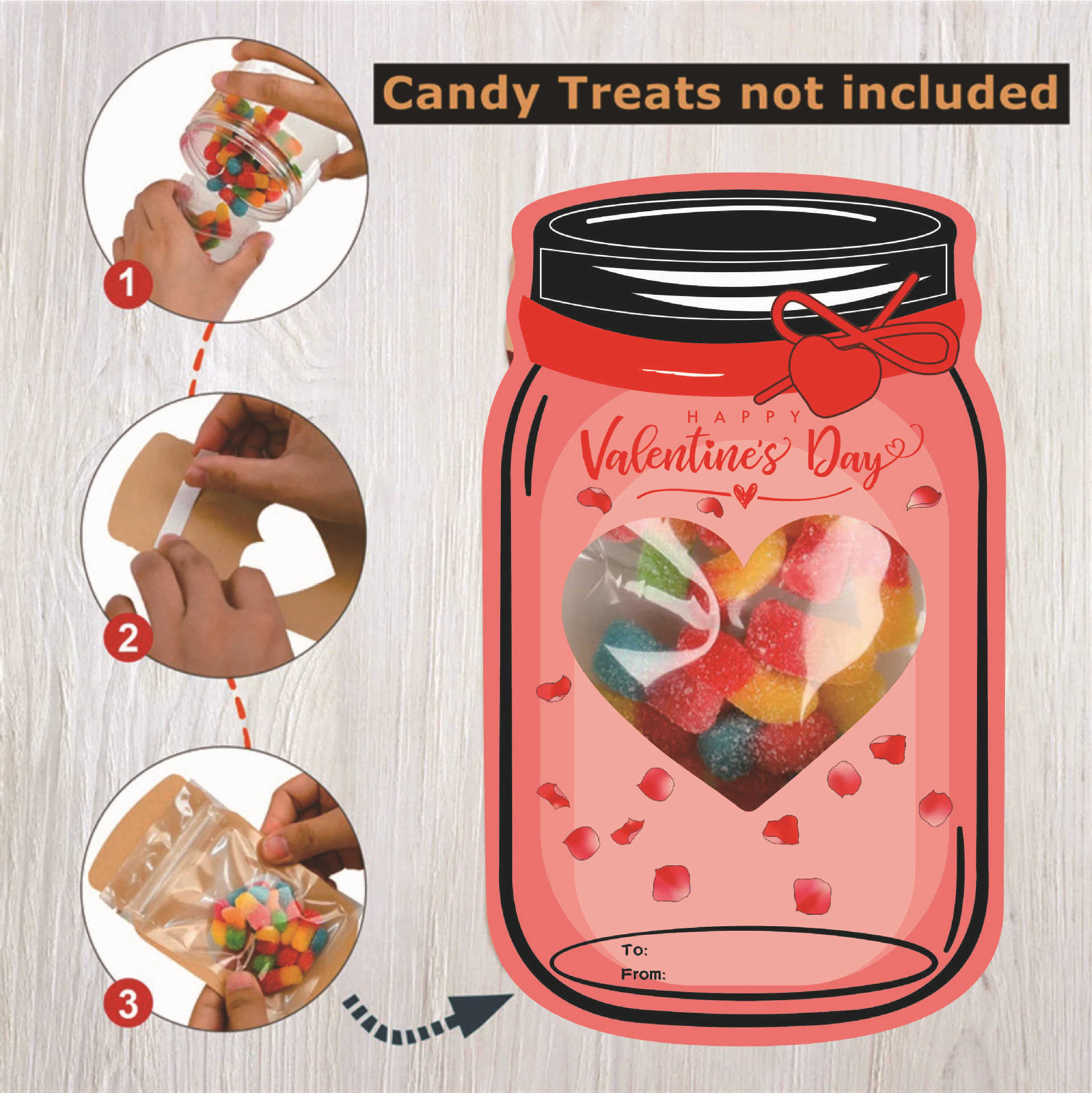 🔥LAST DAY 50% OFF - 💖Mason Jar Happy Valentines Day Cards🍬