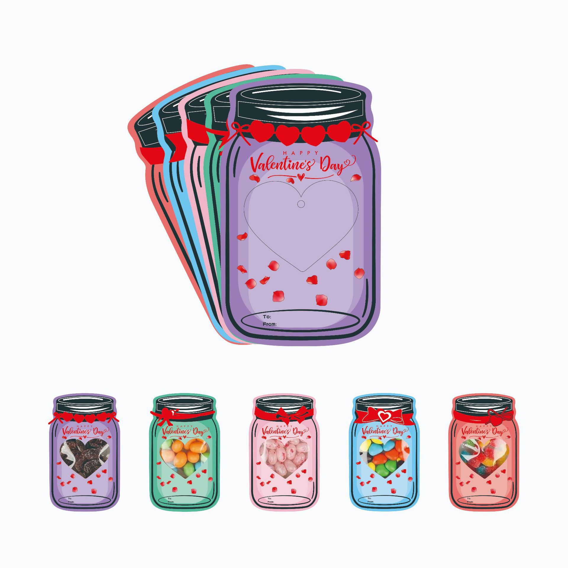 🔥LAST DAY 50% OFF - 💖Mason Jar Happy Valentines Day Cards🍬