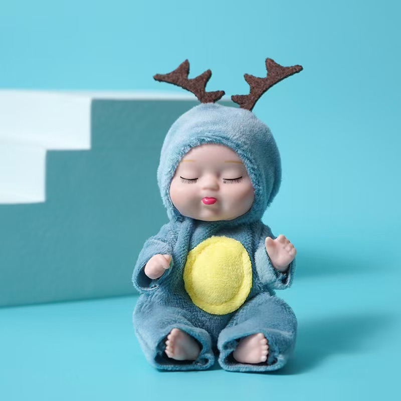 🐣Easter Egg Fillers: 6-Pc Mini Reborn Baby Doll Set | 4.3" Lifelike Realistic Sleeping Babies in Animal Outfits