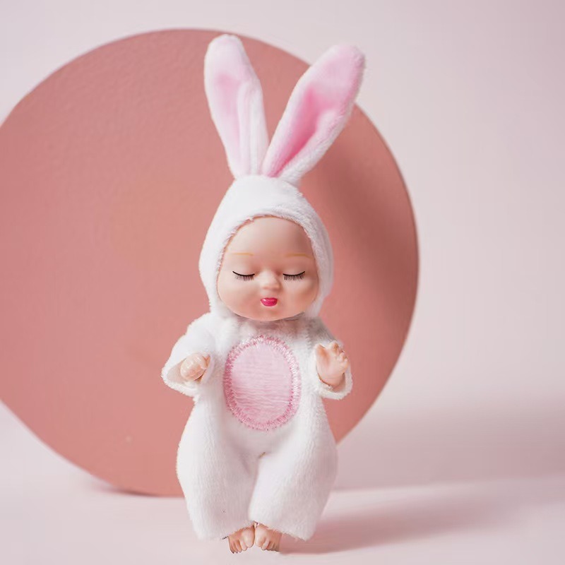 🐣Easter Egg Fillers: 6-Pc Mini Reborn Baby Doll Set | 4.3" Lifelike Realistic Sleeping Babies in Animal Outfits